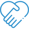 Hands holding, shape of heart icon