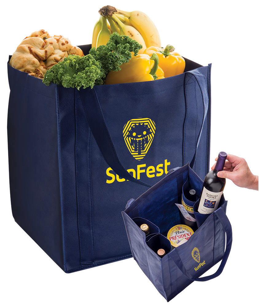 Non-Woven Wine and Grocery Combo Tote Bag With Poly Board Insert 
