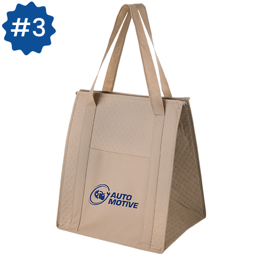 13” x 10” x 15” Insulated Non-Woven Grocery Tote Bag and Poly Board Insert (Y2KC1315)