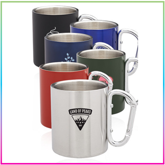 10-oz. Carabiner Handle Stainless Steel Mugs (ATM332)