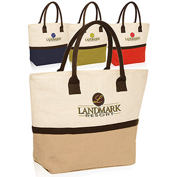 •	Two-Tone Jute Beach Tote Bags (ATOT3773)