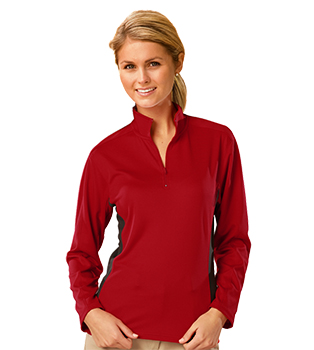 Ladies' Wicking L/S Zip Pullover (BG6222)