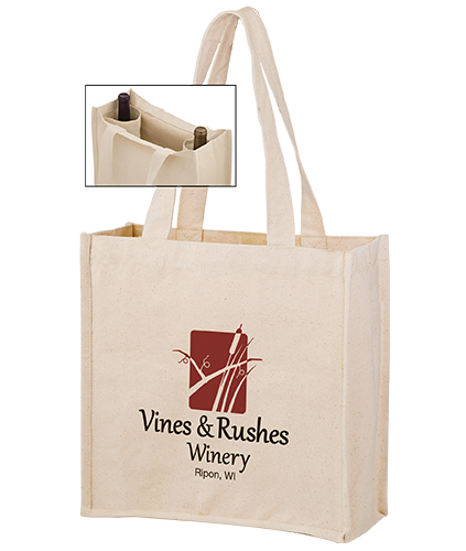 •	Heavyweight Cotton Tote Bag With 2 Bottle Holders (CH13513)