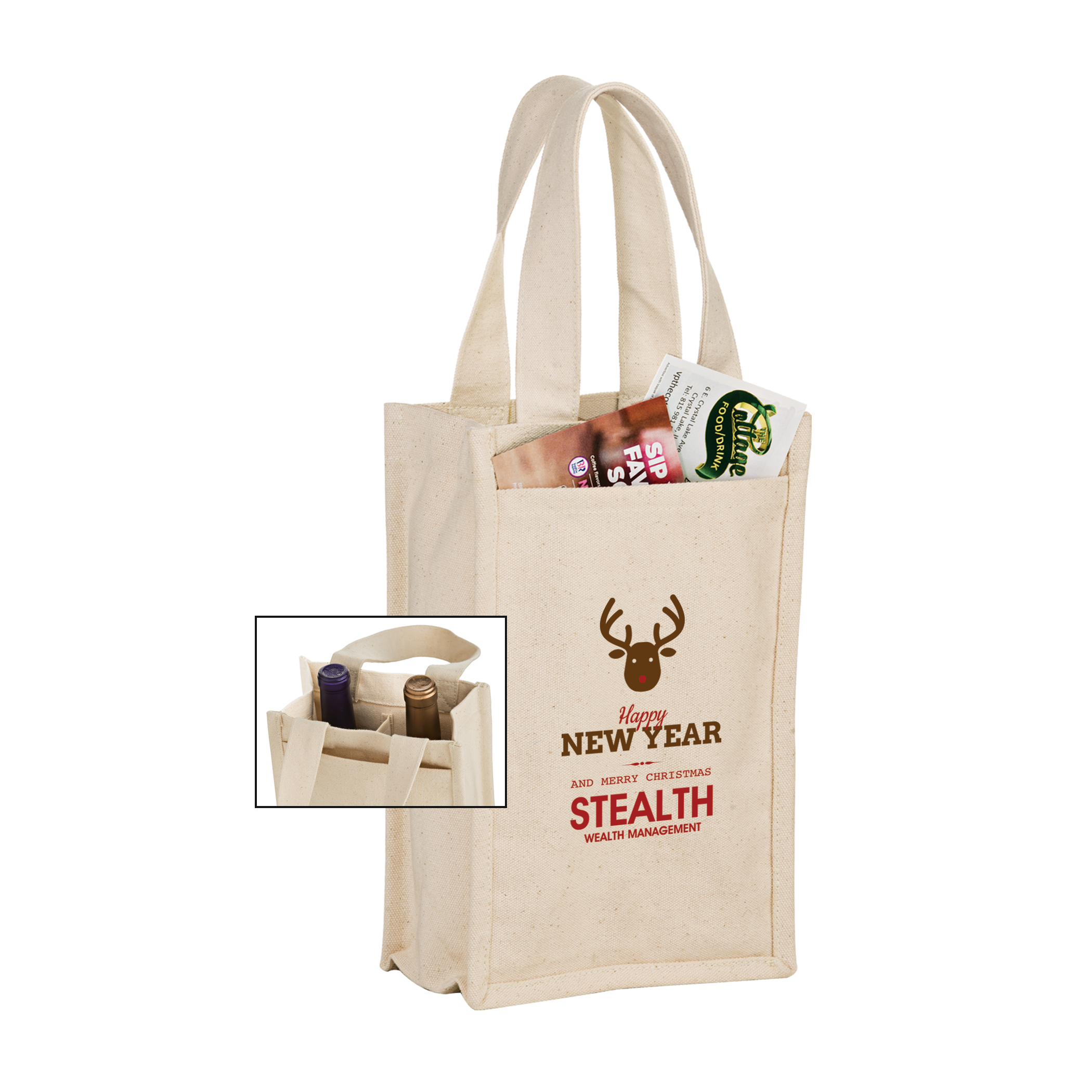 Heavyweight Cotton 2-Bottle Wine Bag (CVINE2)