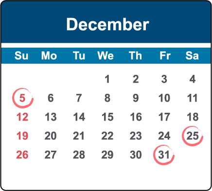 December 2021 key dates