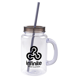 20-oz. Clear Plastic Mason Jar With Lid and Straw (EWACD002LSSK)