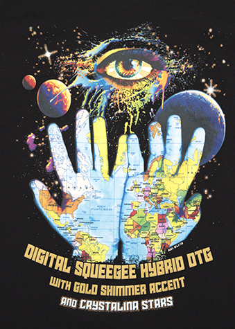 Digital Squeegee Hybrid, globe on hands design