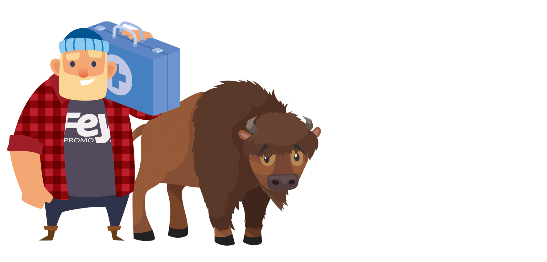 Lumberjack and Bison by the campfire