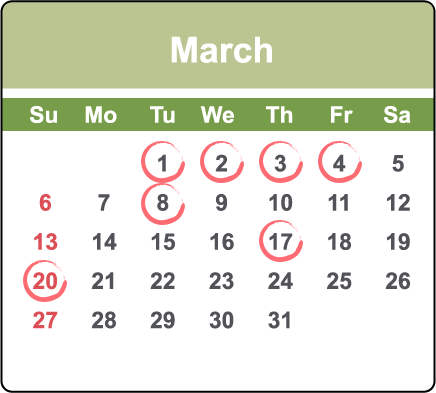 march 2022 important dates