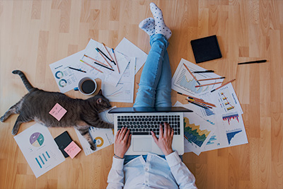 Disorganized office supplies