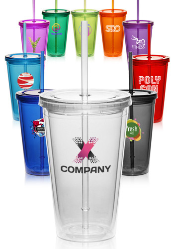 •	16-oz. Double Wall Acrylic Tumblers With Straws (APG161)