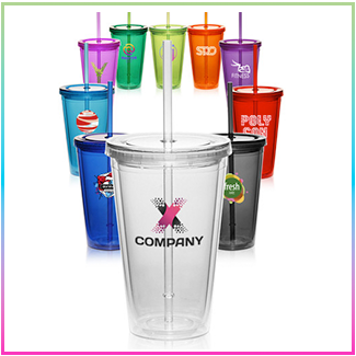 16-oz. Double Wall Acrylic Tumblers With Straws (APG161)