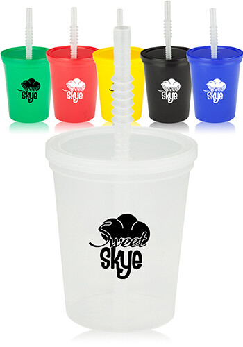 •	16-oz. Plastic Stadium Cups With Lid and Straw (ASC16L)
