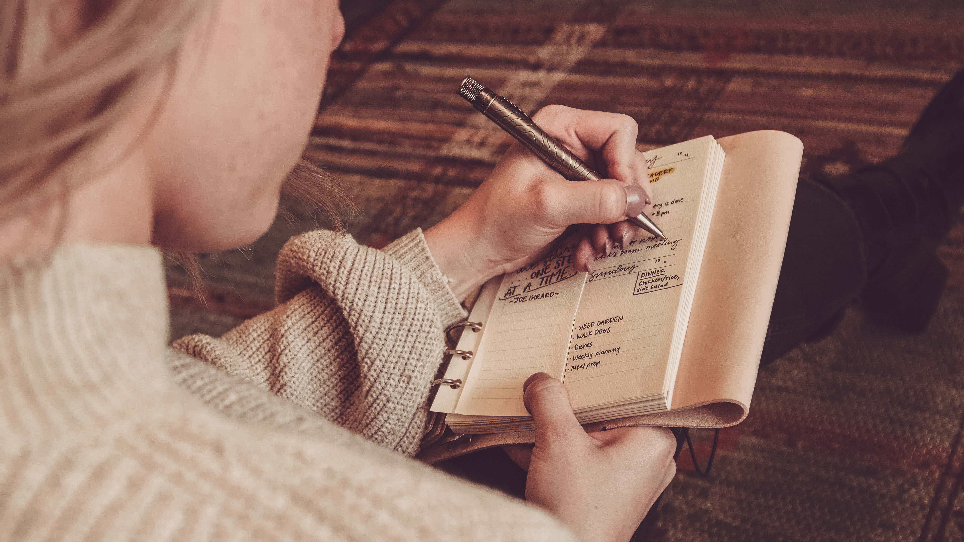 Lifestyle Image of Leather Weekly Task Planner (OF0010)