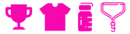 award, tshirt, water bottle, lanyard icon