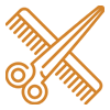 Hair scissors and comb icon