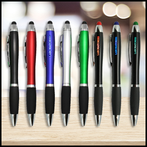 Curvy Plastic Stylus Pen W/ Light Up Engraving (KP10019)