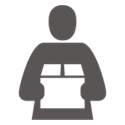 Person holding shipping box icon