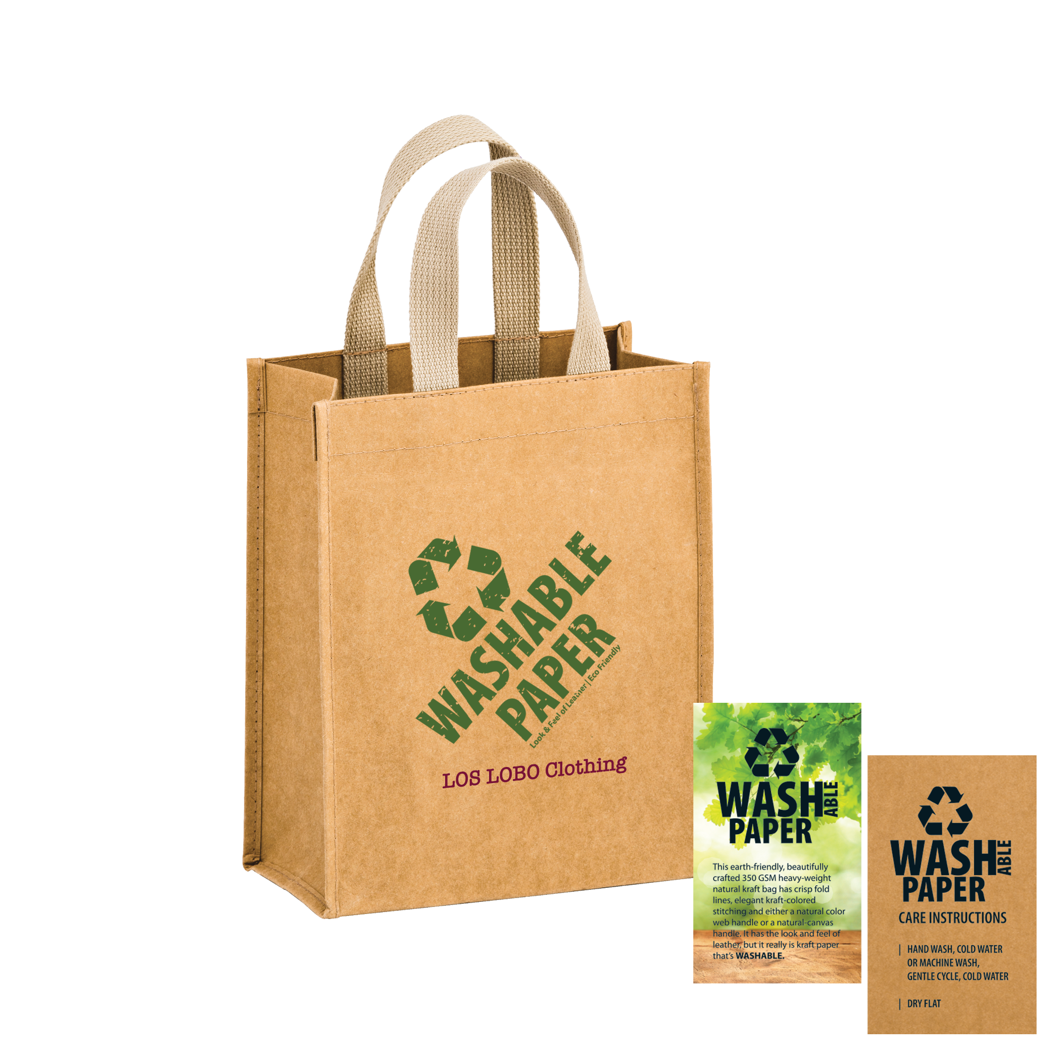 •	Cyclone Washable Kraft Paper Tote Bag With Web Handle (WB8410)