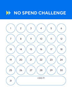 no spend challenge tracking sheet