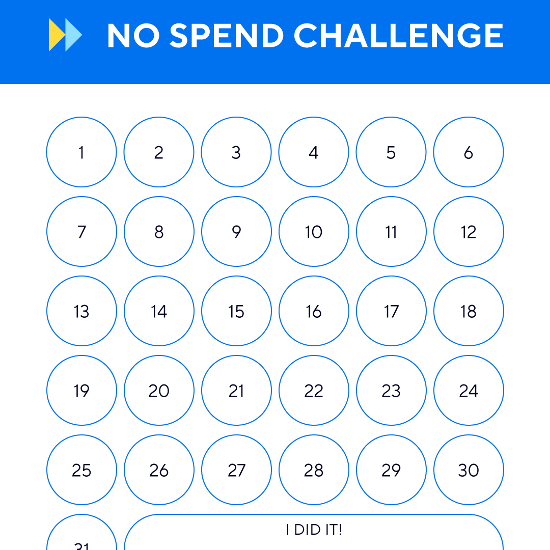 no spend challenge tracking sheet