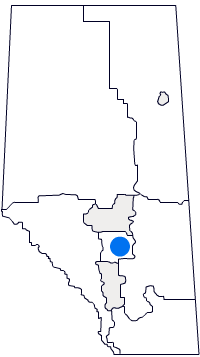 Map of Alberta with Central Alberta Red Deer region highlighted