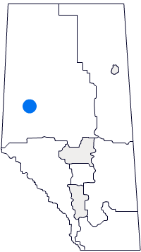 Map of Alberta with Grande Prairie region highlighted