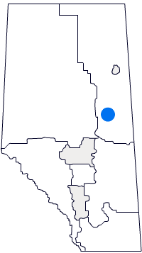 Map of Alberta with Lakeland region highlighted