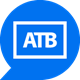 Speech bubble pointing left with ATB logo in bubble