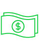 Green money icon with dollar sign