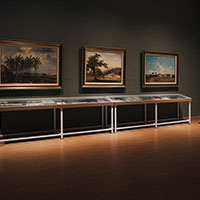 Museum with pictures and display cases