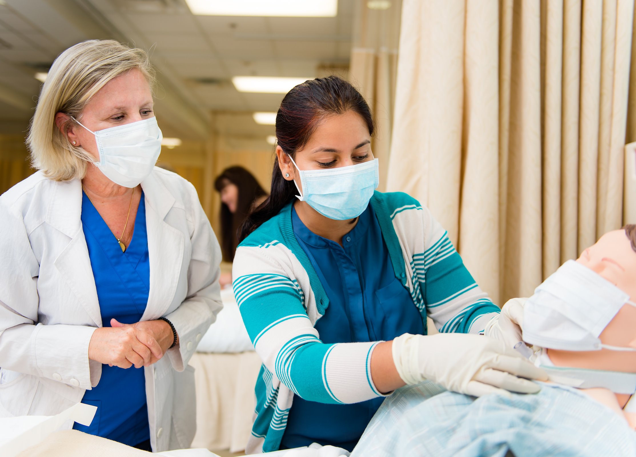 Nursing students wearing masks