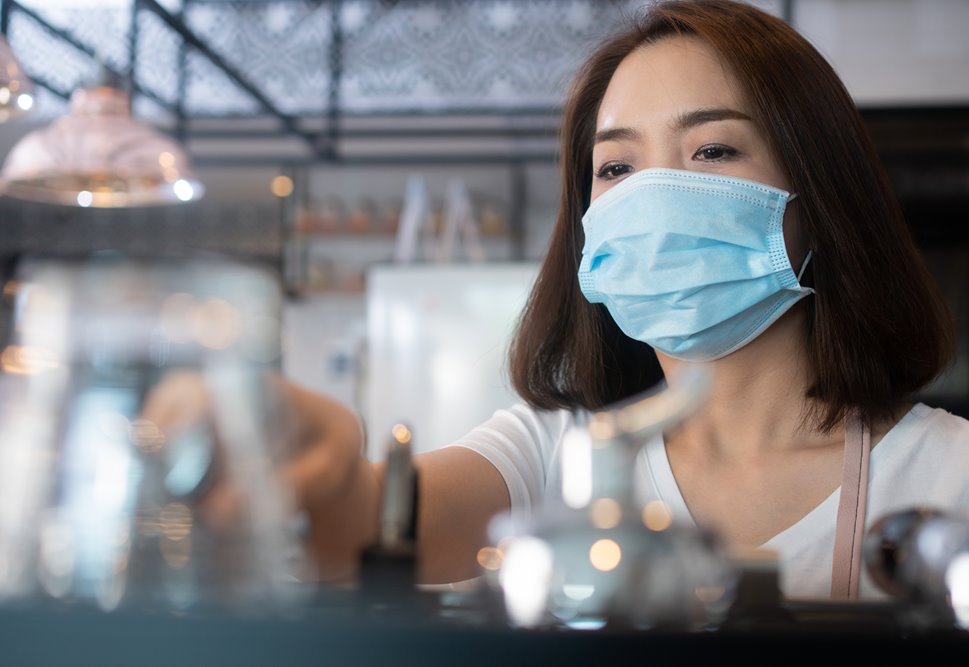 Employee with mask